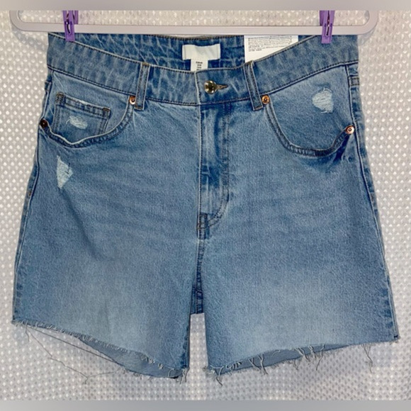 Women’s NWT H&M light blue denim cut off‎ high waisted jean shorts size 8 - Picture 3 of 12